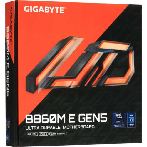 Материнская плата Gigabyte B860M E GEN5 B860, LGA1851, 2*DDR5, 1*PCIEx16, 1*PCIEx1, 2*M.2 6*USB3.2Gen1, 6*USB2.0, 4*SATA3.0, 1G, DP, HDMI, M-ATX, RTL