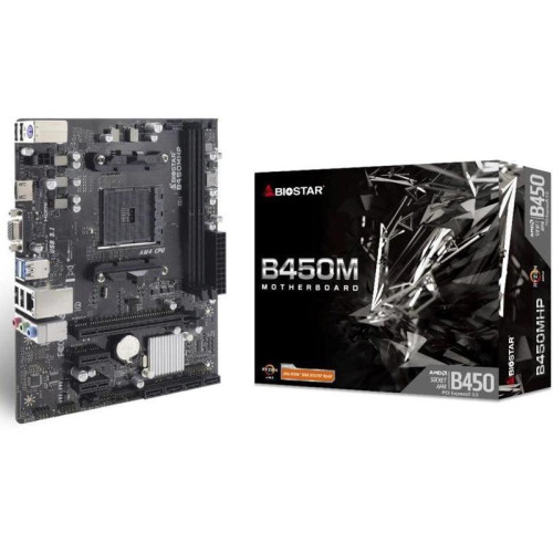 Материнская плата Biostar B450MHP Soc-AM4 AMD B450 2xDDR4 mATX AC`97 8ch(7.1) GbLAN RAID+VGA+HDMI [B450MHP]