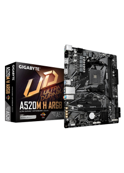 Материнская плата Gigabyte A520M H ARGB A520, AM4, 2*DDR4, 1*PCIEx16, 1*PCIEx1, 1*M.2, 6*USB3.2Gen1, 6*USB2.0, 4*SATA3.0, 1G, DP, HDMI, M-ATX, RTL