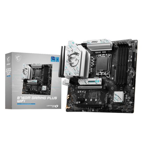 Материнская плата MB MSI INTEL B760 s1700, 4xDDR5(256GB), 2xHDMI 2.1/2xDP, 2xPCIe 4.0x16, 1xPCIe 3.0, 1xLAN (2.5GbE), Wi-Fi, BT, 4xSATA 6Gb/s, 2xM.2, 4xUSB 3.2, 2xUSB 2.0, 1xPS/2, mATX