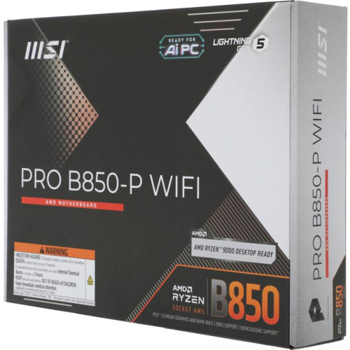 Материнская плата MSI PRO B850-P WIFI  SocketAM5 AMD B850 4xDDR5 ATX AC`97 8ch(7.1) 5Gigabit RAID+HDMI