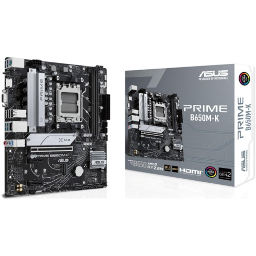 Материнская плата ASUS PRIME B650M-K SocketAM5 AMD B650 2xDDR5 mATX AC`97 8ch(7.1) 2.5Gg RAID+VGA+HDMI [PRIME B650M-K]