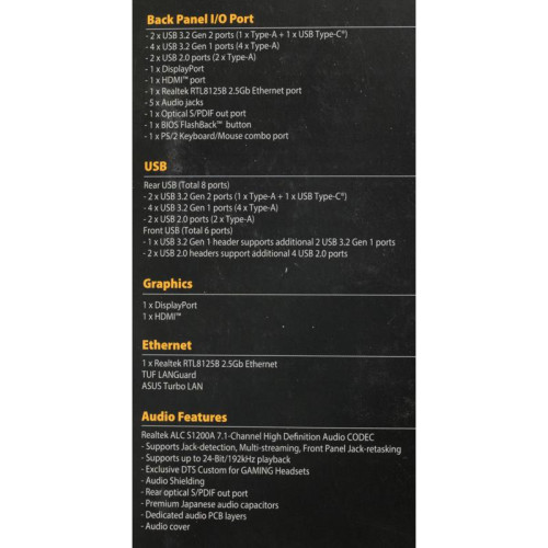 Материнская плата ASUS TUF GAMING B550M-PLUS Soc-AM4 AMD B550 4xDDR4 mATX AC`97 8ch(7.1) 2.5Gg RAID+HDMI+DP [TUF GAMING B550M-PLUS]