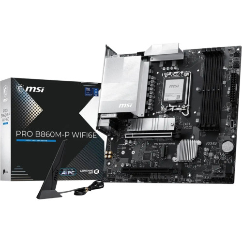 Материнская плата MSI PRO B860M-P WIFI6E B860, LGA1851, 4*DDR5, 2*PCIEx16, 2*M.2, 1*TypeC, 5*USB3.2Gen1, 6*USB2.0, 4*SATA3, 2.5G, VGA, DP, HDMI, M-ATX, RTL