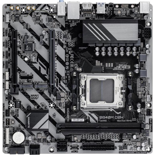 Материнская плата Gigabyte B840M D2H SocketAM5 AMD B840 2xDDR5 mATX AC`97 8ch(7.1) 2.5Gg RAID+HDMI