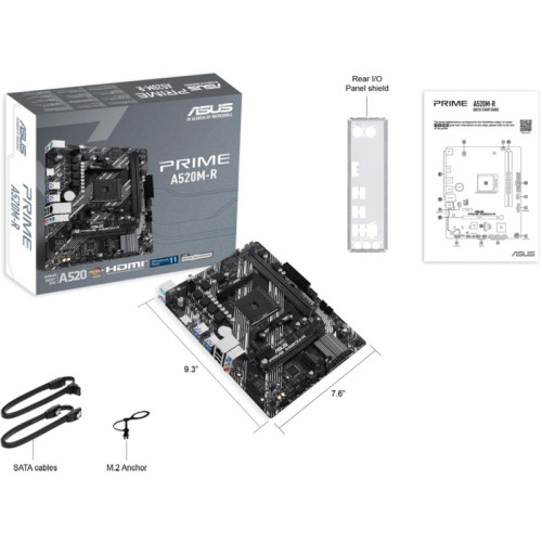 Материнская плата ASUS PRIME A520M-R Soc-AM4 AMD A520 2xDDR4 mATX AC`97 8ch(7.1) GbLAN RAID+HDMI [PRIME A520M-R]
