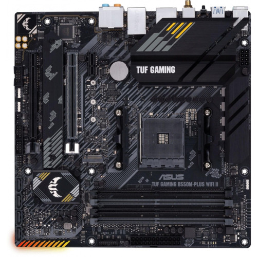Материнская плата ASUS TUF GAMING B550M-PLUS WIFI II Soc-AM4 AMD B550 4xDDR4 mATX AC`97 8ch(7.1) 2.5Gg RAID+HDMI+DP [TUF GAMING B550M-PLUS WIFI II]