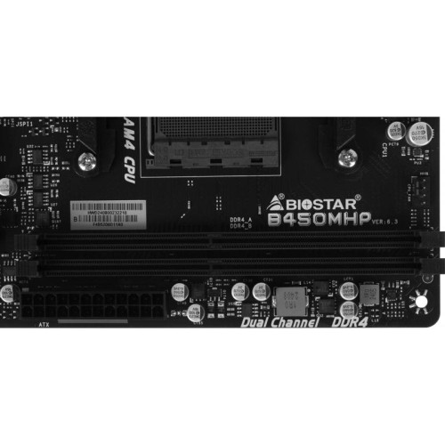 Материнская плата Biostar B450MHP Soc-AM4 AMD B450 2xDDR4 mATX AC`97 8ch(7.1) GbLAN RAID+VGA+HDMI [B450MHP]