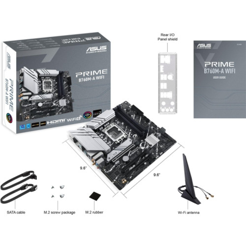 Материнская плата ASUS PRIME B760M-A WIFI Soc-1700 Intel B760 4xDDR5 mATX AC`97 8ch(7.1) 2.5Gg RAID+HDMI+DP [PRIME B760M-A WIFI]