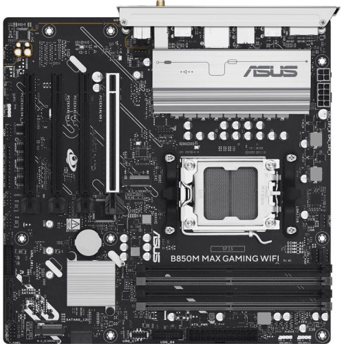 Материнская плата Asus B850M MAX GAMING WIFI SocketAM5 AMD B850 4xDDR5 mATX AC`97 8ch(7.1) GbLAN RAID+HDMI+DP
