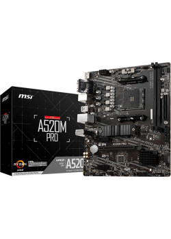 Материнская плата MB MSI AMD A520 sAM4, 2xDDR4(64GB), D-SUB/HDMI 2.1/DP, 1xPCIe 3.0x16, 2xPCIe 3.0, 1xLAN, 4xSATA 6Gb/s, 1xM.2, 4xUSB 3.2, 2xUSB 2.0, 1xPS/2, mATX