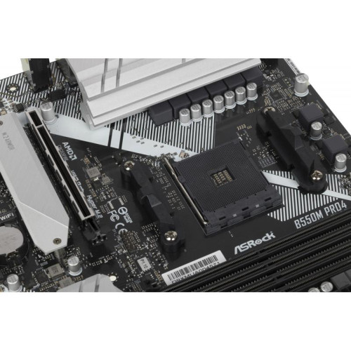 Материнская плата Asrock B550M PRO4 Soc-AM4 AMD B550 4xDDR4 mATX AC`97 8ch(7.1) GbLAN RAID+VGA+HDMI+DP [B550M PRO4]