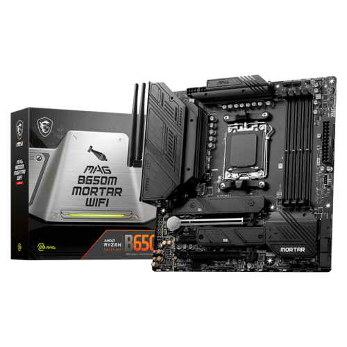 Материнская плата MB MSI AMD B650 sAM5, 4xDDR5(256GB), HDMI 2.1/DP, 2xPCIe 4.0x16, 1xPCIe 3.0, 1xLAN (2.5GbE), Wi-Fi, BT, 6xSATA 6Gb/s, 2xM.2, 1xUSB-C, 7xUSB 3.2, mATX