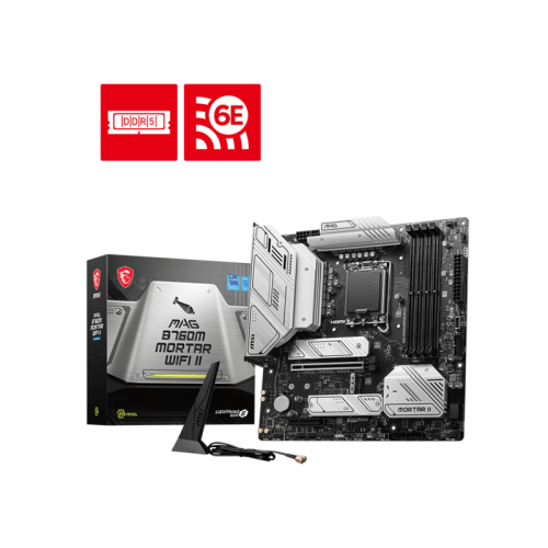 Материнская плата MB MSI INTEL B760 s1700, 4xDDR5(256GB), HDMI 2.1/DP, 1xPCIe 5.0x16, 1xPCIe 3.0x4, 1xLAN (2.5GbE), Wi-Fi, BT, 4xSATA 6Gb/s, 3xM.2, 1xUSB-C, 3xUSB 3.2, 4xUSB 2.0, mATX