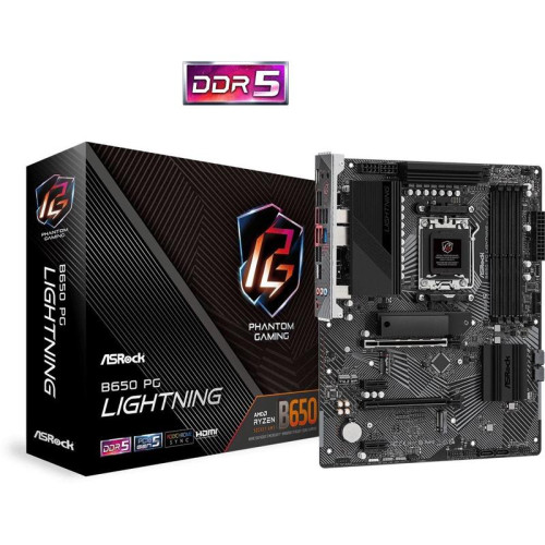 Материнская плата Asrock B650 PG LIGHTNING SocketAM5 AMD B650 4xDDR5 ATX AC`97 8ch(7.1) 2.5Gg RAID+HDMI [B650 PG LIGHTNING]