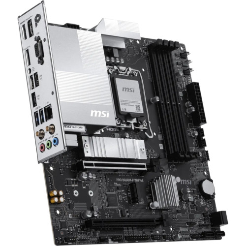 Материнская плата MSI PRO B860M-P WIFI6E B860, LGA1851, 4*DDR5, 2*PCIEx16, 2*M.2, 1*TypeC, 5*USB3.2Gen1, 6*USB2.0, 4*SATA3, 2.5G, VGA, DP, HDMI, M-ATX, RTL