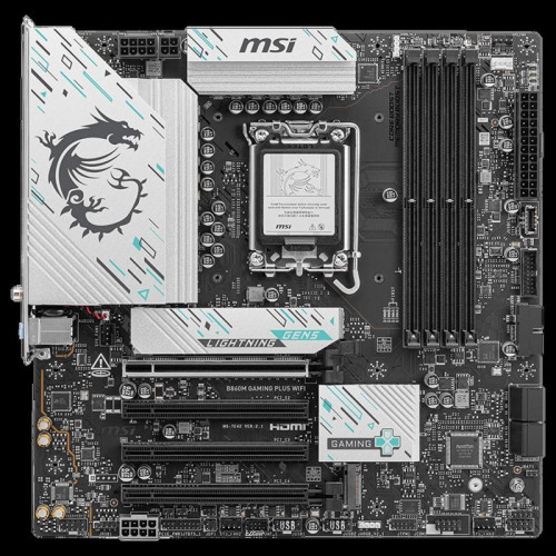 Материнская плата MSI B860M GAMING PLUS WIFI Soc-1851 Intel B860 4xDDR5 mATX AC`97 8ch(7.1) 5Gigabit RAID+HDMI+DP