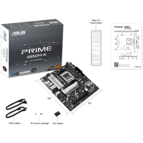Материнская плата Asus PRIME B850M-K SocketAM5 AMD B850 2xDDR5 mATX AC`97 8ch(7.1) 2.5Gg RAID+HDMI+DP