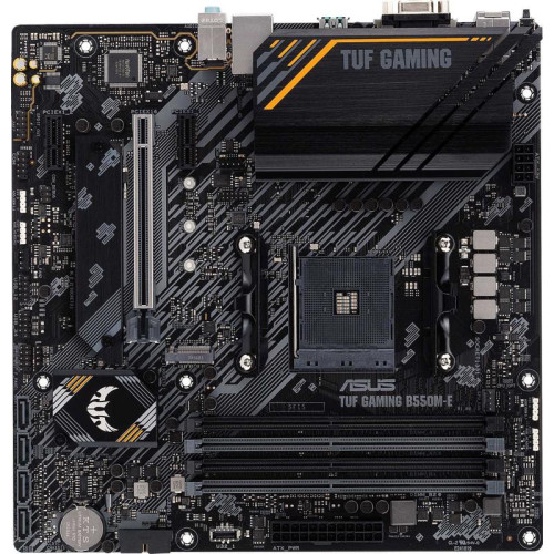 Материнская плата ASUS TUF GAMING B550M-E Soc-AM4 AMD B550 4xDDR4 mATX AC`97 8ch(7.1) GbLAN RAID+VGA+HDMI+DP [TUF GAMING B550M-E]