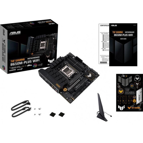 Материнская плата ASUS TUF GAMING B650M-PLUS WIFI SocketAM5 AMD B650 4xDDR5 mATX AC`97 8ch(7.1) 2.5Gg RAID+HDMI+DP [TUF GAMING B650M-PLUS WIFI]