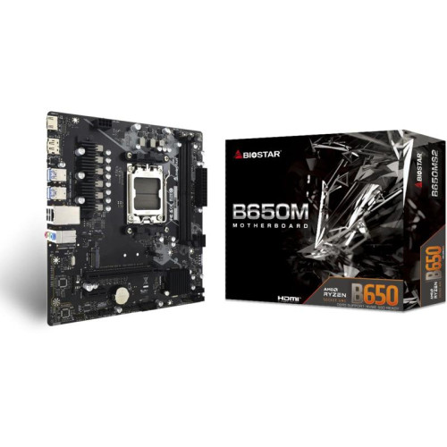 Материнская плата Biostar B650MS2-E SocketAM5 AMD B650 2xDDR5 mATX AC`97 8ch(7.1) 2.5Gg RAID+HDMI+DP