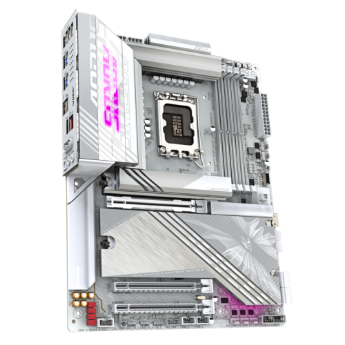 Материнская плата Z890 AORUS ELITE X ICE, Socket 1851, Intel®Z890, 4xDDR5-6400, 3xPCI-Ex16, 4xSATA3(RAID 0/1/5/10), 5xM.2, 8Ch Audio, 1x2.5GbLan, WiFi, (4+4)xUSB2.0, (6+2)xUSB3.2, (1+1)xUSB Type-C™, ATX, RTL