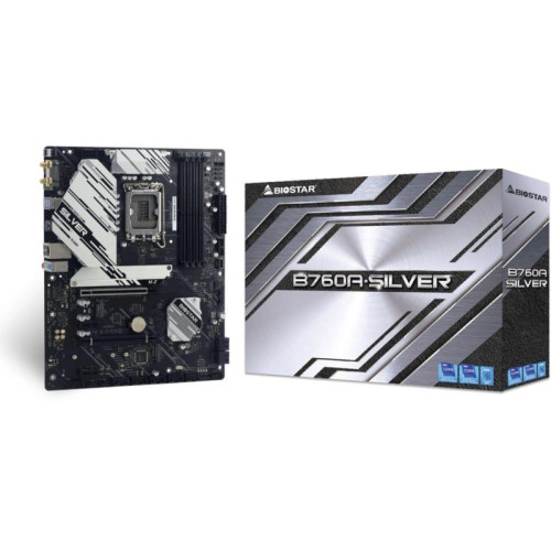 Материнская плата Biostar B760A-Silver  Soc-1700 Intel B760 4xDDR5 ATX AC`97 8ch(7.1) 2.5Gg RAID+VGA+HDMI+DP [B760A-SILVER]