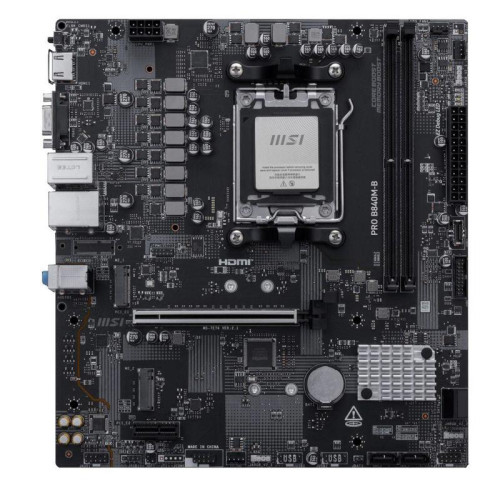Материнская плата MSI PRO B840M-B B840, AM5, 2*DDR5, 1*PCIEx16, 1*PCIEx1, 2*M.2, 1*TypeC, 6*USB3.2Gen1, 6*USB2.0, 4*SATA3.0, 2.5G, VGA, HDMI, ATX, RTL