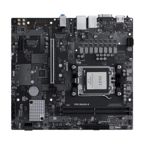 Материнская плата MSI PRO B840M-B B840, AM5, 2*DDR5, 1*PCIEx16, 1*PCIEx1, 2*M.2, 1*TypeC, 6*USB3.2Gen1, 6*USB2.0, 4*SATA3.0, 2.5G, VGA, HDMI, ATX, RTL