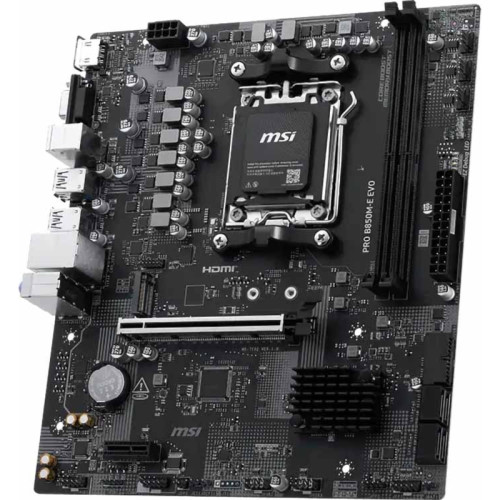 Материнская плата MSI PRO B850M-E EVO B850, AM5, 2*DDR5, 1*PCIEx16, 1*PCIEx1, 1*M.2, 6*USB3.2Gen1, 6*USB2.0, 4*SATA3.0, 2.5G, VGA, HDMI, M-ATX, RTL