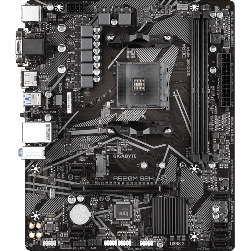 Материнская плата MB GIGABYTE AMD A520 sAM4, 2xDDR4(64GB), D-SUB/DVI-D/HDMI 2.1, 1xPCIe 3.0x16, 2xPCIe 3.0, 1xLAN, 4xSATA 6Gb/s, 1xM.2, 4xUSB 3.2, 2xUSB 2.0, 1xPS/2, mATX