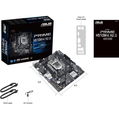 Материнская плата ASUS PRIME H510M-K R2.0 Soc-1200 Intel H470 2xDDR4 mATX AC`97 8ch(7.1) GbLAN+VGA+HDMI [PRIME H510M-K R2.0]
