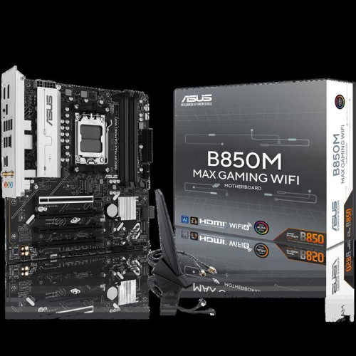 Материнская плата ASUS B850M MAX GAMING WIFI AM5 mATX 4xDDR5 4xPCIEx16 3xM.2 USB-C DP HDMI GLAN Wi-Fi 6