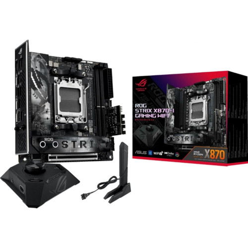 Материнская плата Asus ROG STRIX X870-I GAMING WIFI SocketAM5 AMD X870 2xDDR5 mini-ITX AC`97 8ch(7.1) 2.5Gg RAID+HDMI Материнская плата Asus ROG STRIX X870-I GAMING WIFI SocketAM5 AMD X870 2xDDR5 mini-ITX AC`97 8ch(7.1) 2.5Gg RAID+HDMI