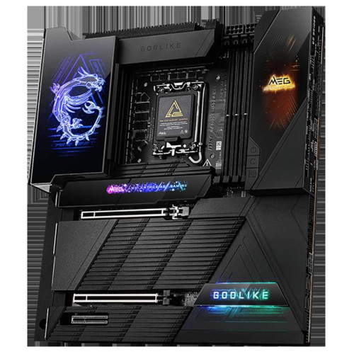 Материнская плата MSI MEG Z890 GODLIKE Z890, LGA1851, 4*DDR5, 2*PCIEx16, 1*PCIEx4, 8*M.2, 7*TypeC, 8*USB3.2Gen2, 4*USB3.2Gen1, 4*USB2.0, 4*SATA3.0, 10G, 5G, 2xType-C(DP), E-ATX, RTL