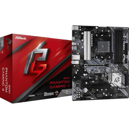 Материнская плата Asrock B550 PHANTOM GAMING 4 Soc-AM4 AMD B550 4xDDR4 ATX AC`97 8ch(7.1) GbLAN RAID+HDMI [B550 PHANTOM GAMING 4]