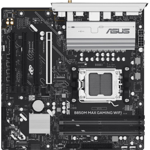Материнская плата Asus B850M MAX GAMING WIFI SocketAM5 AMD B850 4xDDR5 mATX AC`97 8ch(7.1) GbLAN RAID+HDMI+DP