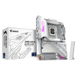 Материнская плата Z890 AORUS ELITE X ICE, Socket 1851, Intel®Z890, 4xDDR5-6400, 3xPCI-Ex16, 4xSATA3(RAID 0/1/5/10), 5xM.2, 8Ch Audio, 1x2.5GbLan, WiFi, (4+4)xUSB2.0, (6+2)xUSB3.2, (1+1)xUSB Type-C™, ATX, RTL