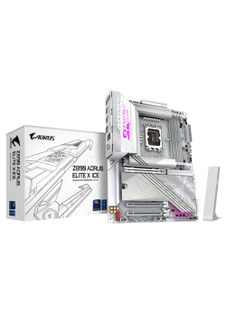 Материнская плата Z890 AORUS ELITE X ICE, Socket 1851, Intel®Z890, 4xDDR5-6400, 3xPCI-Ex16, 4xSATA3(RAID 0/1/5/10), 5xM.2, 8Ch Audio, 1x2.5GbLan, WiFi, (4+4)xUSB2.0, (6+2)xUSB3.2, (1+1)xUSB Type-C™, ATX, RTL