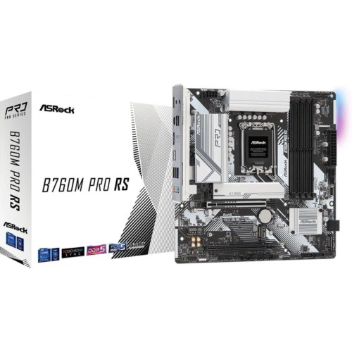 Материнская плата Asrock B760M PRO RS Soc-1700 Intel B760 4xDDR5 mATX AC`97 8ch(7.1) 2.5Gg RAID+HDMI+DP [B760M PRO RS]