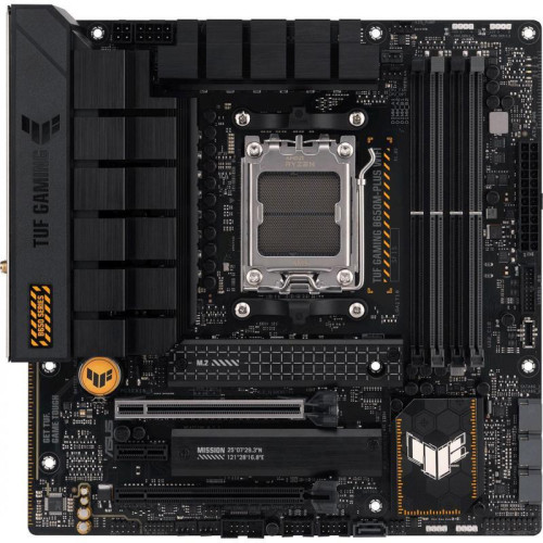 Материнская плата ASUS TUF GAMING B650M-PLUS WIFI SocketAM5 AMD B650 4xDDR5 mATX AC`97 8ch(7.1) 2.5Gg RAID+HDMI+DP [TUF GAMING B650M-PLUS WIFI]