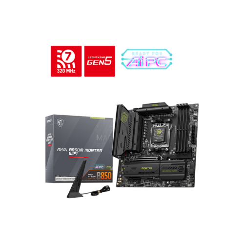 Материнская плата MSI MAG B850M MORTAR WIFI SocketAM5 AMD B850 4xDDR5 mATX AC`97 8ch(7.1) 5Gigabit RAID+HDMI