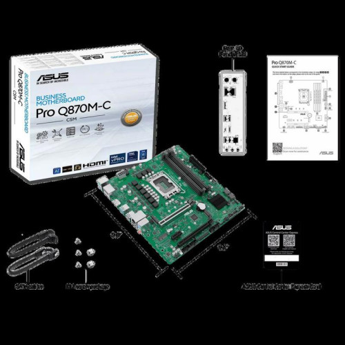 Материнская плата ASUS PRO Q870M-C-CSM LGA1851 mATX 4хDDR5 2хPCIEx16 PCIEx1 2xM.2 USB-C DP HDMI GLAN