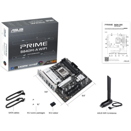 Материнская плата Asus PRIME B840M-A WIFI SocketAM5 AMD B840 4xDDR5 mATX AC`97 8ch(7.1) 2.5Gg RAID+HDMI+DP Материнская плата Asus PRIME B840M-A WIFI SocketAM5 AMD B840 4xDDR5 mATX AC`97 8ch(7.1) 2.5Gg RAID+HDMI+DP