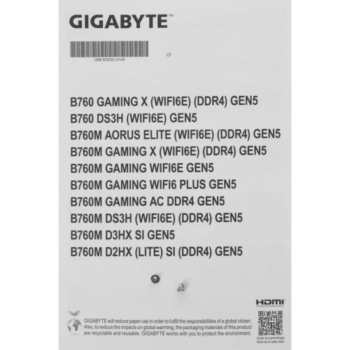 Материнская плата Gigabyte B760 GAMING X GEN5 Soc-1700 Intel B760 4xDDR5 ATX AC`97 8ch(7.1) 2.5Gg RAID+HDMI+DP