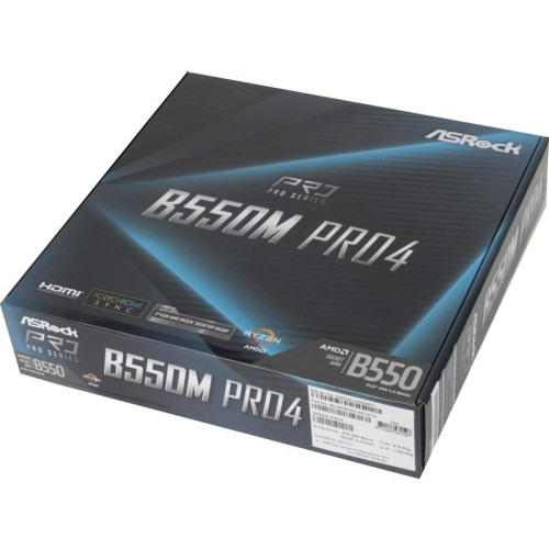 Материнская плата Asrock B550M PRO4 Soc-AM4 AMD B550 4xDDR4 mATX AC`97 8ch(7.1) GbLAN RAID+VGA+HDMI+DP [B550M PRO4]