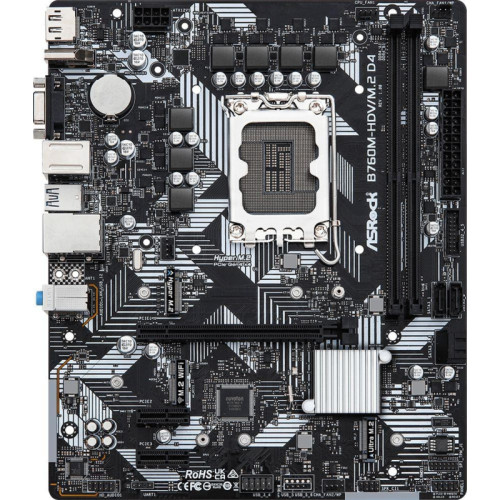 Материнская плата Asrock B760M-HDV/M.2 D4 Soc-1700 Intel B760 2xDDR4 mATX AC`97 8ch(7.1) GbLAN RAID+VGA+HDMI+DP [B760M-HDV/M.2 D4]