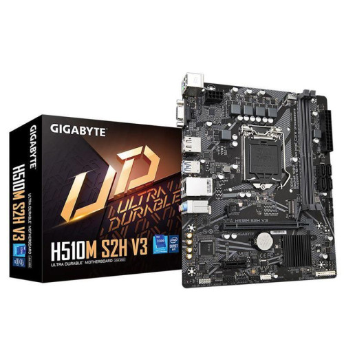 Материнская плата Gigabyte H510M S2H V3 2.0 Soc-1200 Intel Q470 2xDDR4 mATX AC`97 8ch(7.1) GbLAN+VGA+HDMI+DP