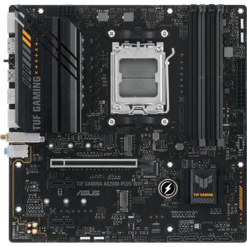 Материнская плата ASUS TUF GAMING A620M-PLUS WIFI SocketAM5 AMD A620 4xDDR5 mATX AC`97 8ch(7.1) 2.5Gg RAID+HDMI+DP [TUF GAMING A620M-PLUS WIFI]