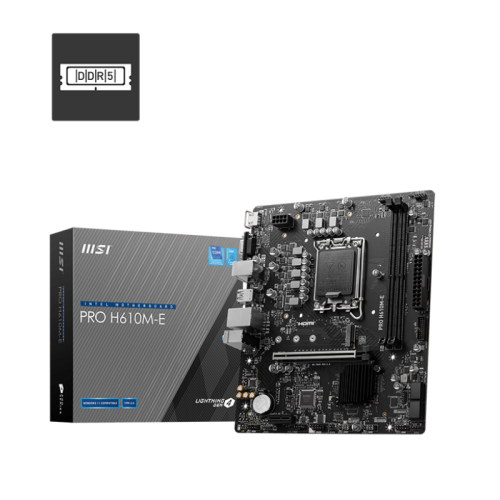 Материнская плата MB MSI INTEL H610 s1700, 2xDDR5(96GB), D-SUB/HDMI 1.4, 1xPCIe 4.0x16, 1xPCIe 3.0, 1xLAN, 4xSATA 6Gb/s, 1xM.2, 2xUSB 3.2, 4xUSB 2.0, 1xPS/2, mATX